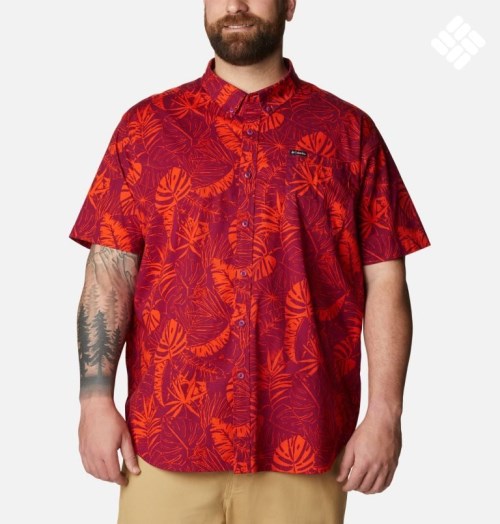 Men's Columbia Rapid Rivers Printed Short Sleeve Shirts Red | Plus Size CA-P68LC